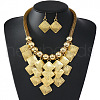 Alloy Rhombus Tassel Pendant Necklace & Dangle Earrings Sets FS-WG53DC8-01-1