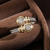 Flat Round Brass Micro Pave Clear Cubic Zirconia Finger Rings for Women FS-WGBC030-04-2