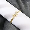 Brass Micro Pave Clear Cubic Zirconia Link Bracelets BJEW-Z082-02G-3