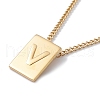 Titanium Steel Initial Letter Rectangle Pendant Necklace for Men Women NJEW-E090-01G-22-1