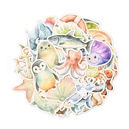 50Pcs Cartoon Sea Animal PVC Waterproof Stickers STIC-Z002-16-1