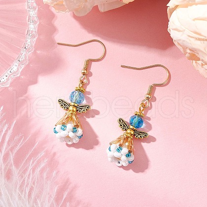 Angel Handmade Glass Seed Beads Dangle Earrings for Women EJEW-MZ00395-05-1