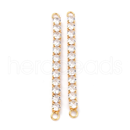 Brass Clear Round Cubic Zirconia Links Connectors ZIRC-G170-23B-G-1