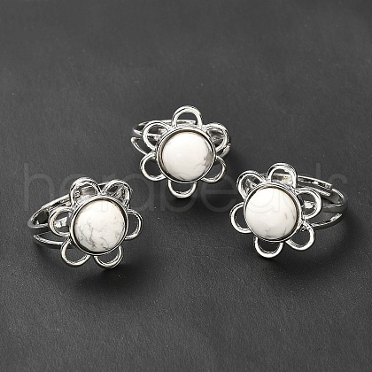 Natural Howlite Adjustable Rings RJEW-P043-01P-21-1