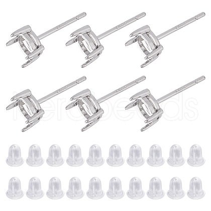 DICOSMETIC 3 Pairs 925 Sterling Silver Stud Earring Findings DIY-DC0003-38-1