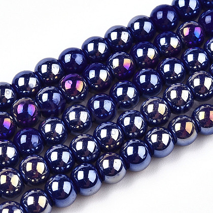 Electroplate Opaque Glass Beads Strands GLAA-T032-P4mm-AB03-1
