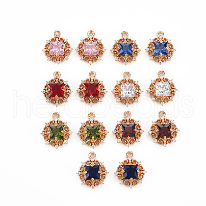 Rack Plating Brass Micro Pave Clear Cubic Zirconia Pendants X-KK-T060-61-RS-1