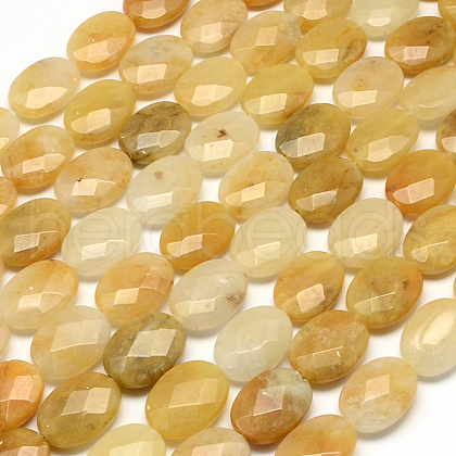 Faceted Oval Natural Topaz Jade Beads Strands X-G-R303-10-1
