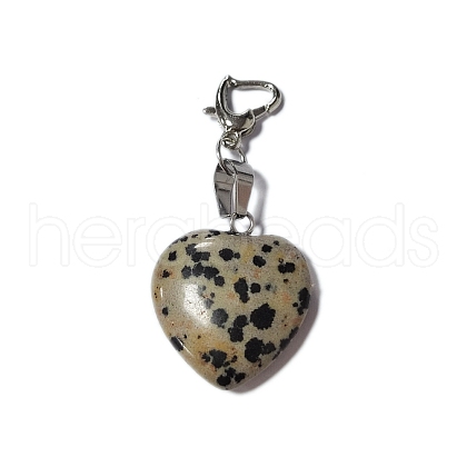 Natural Dalmatian Jasper Pendant Decorations PALLOY-PH01402-04-1