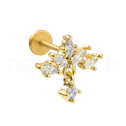 Stainless Steel Micro Pave Clear Cubic Zirconia Cartilage Earrings for Women Men WG39C06-11-1