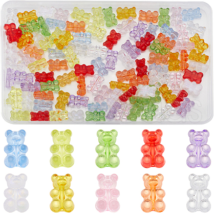 SUNNYCLUE 120Pcs 10 Colors Transparent Acrylic Beads FIND-SC0009-78-1