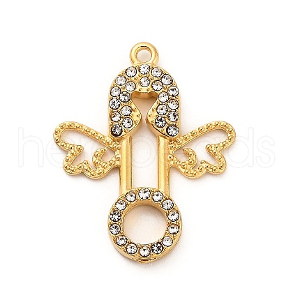 304 Stainless Steel Rhinestone Pendants STAS-P385-03B-G-1