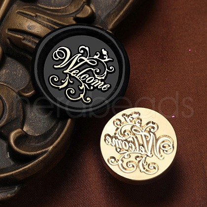 Welcome Wax Seal Brass Stamp Heads AJEW-M038-01K-G-1