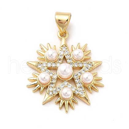 Brass Micro Pave Clear Cubic Zirconia Pendants KK-M235-11G-1
