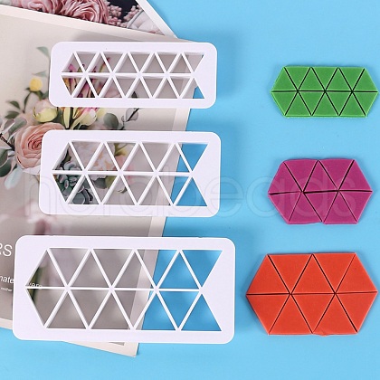 3 Sizes Triangle Food Grade Plastic Cookie Cutters Sets DIY-L057-06-1