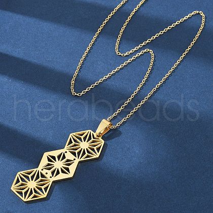 Hexagon 304 Stainless Steel Cable Chain Pendant Necklaces for Women NJEW-K253-33G-1