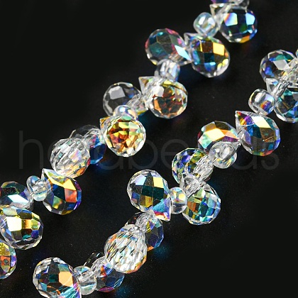 Electroplate Transparent Glass Beads Strands EGLA-P052-01A-AB02-1
