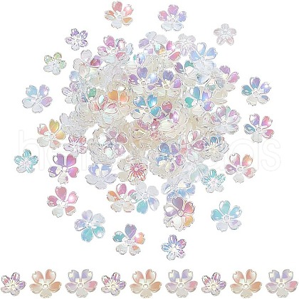 ARRICRAFT 300Pcs 3 Styles Transparent & Opaque Acrylic Flower Bead Caps MACR-AR0001-25-1
