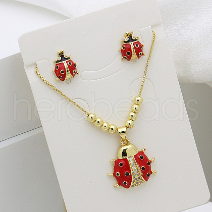 Alloy Enamel Pendant Necklaces & Stud Earrings Sets FS-WGCD19A-01-1