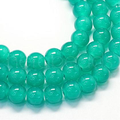 Baking Painted Imitation Jade Glass Round Bead Strands DGLA-Q021-8mm-07-1