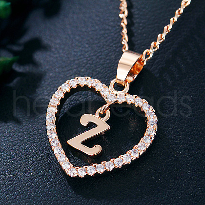 Alloy Crystal Rhinestone Heart with Initial Pendant Necklaces WGD4CFD-26-1
