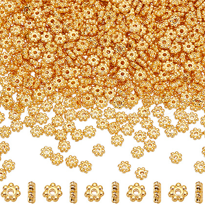 SOFPLATE 1000Pcs Alloy Daisy Spacer Beads FIND-SP0002-12A-G-1