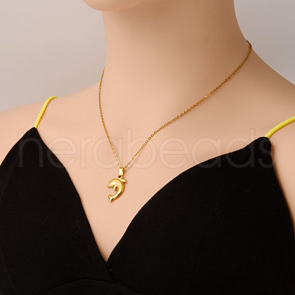 Stainless Steel Dolphin Pendant Necklaces for Women LE2766-2-1