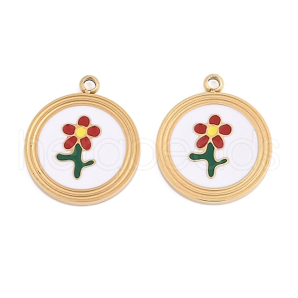 304 Stainless Steel Enamel Pendants STAS-L022-177B-G-1