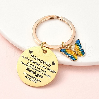 Alloy Enamel & 304 Stainless Steel Keychain KEYC-YW00094-02-1