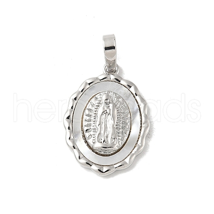 Brass Pave Natural White Shell Pendants KK-S522-07A-P-1