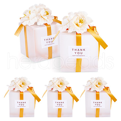 Clear PVC Candy Gift Packaging Boxes with Ribbon & Artificial Flower CON-TAC0001-20D-1