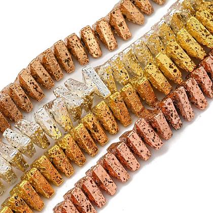 Electroplated Natural Lava Rock Beads Strands G-I360-H01-1