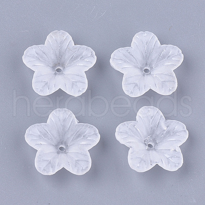 5-Petal Transparent Acrylic Bead Caps X-FACR-T001-02-1