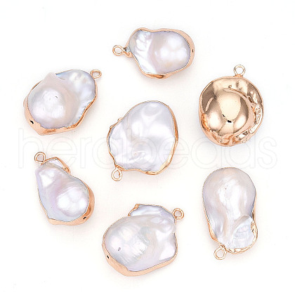 Electroplated Natural Keshi Pearl Pendants PEAR-S019-05D-02-1