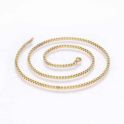 304 Stainless Steel Box Chain Necklaces NJEW-F226-05G-03-1