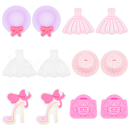 SUNNYCLUE 12Pcs 6 Style Food Grade Eco-Friendly Silicone Focal Beads SIL-SC0001-30-1