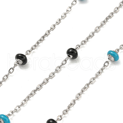 304 Stainless Steel Enamel Link Chains AJEW-Z028-09P-06-1