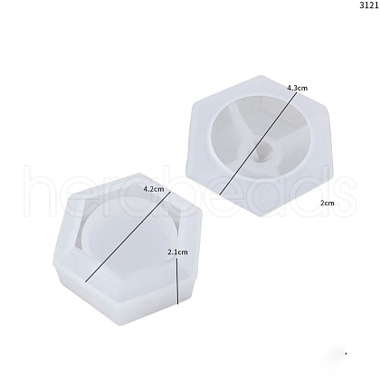 Hexagon Concrete Candle Jar with Lid Mould PW-WG74678-02-1