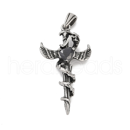 316 Surgical Stainless Steel Micro Pave Cubic Zirconia  Pendants STAS-D304-15AS-1