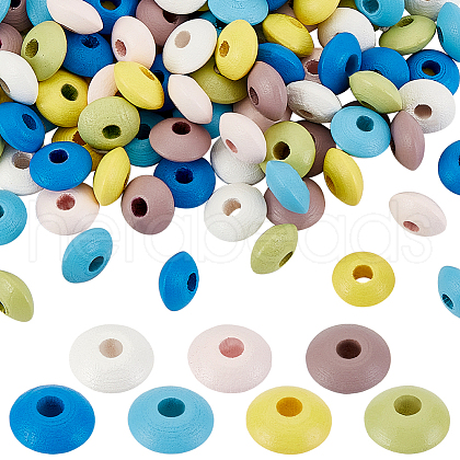   140pcs 7 colors Dyed Natural Beech Wood Beads WOOD-PH0003-11-1