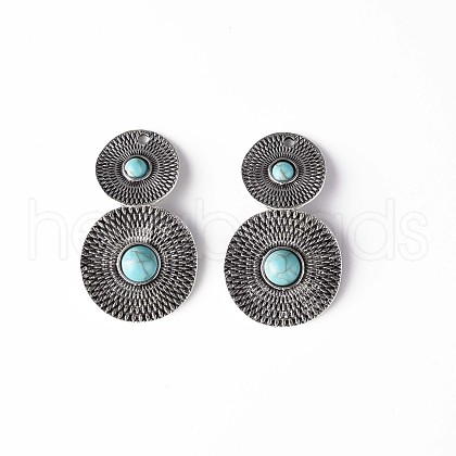 Synthetic Turquoise Pendants PALLOY-N157-035-1