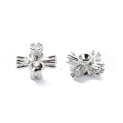 Rack Plating Brass Micro Pave Clear Cubic Zirconia Beads KK-U014-10A-P-1