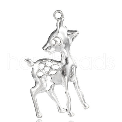 Deer Tibetan Style Alloy Big Pendants TIBEP-F061-01AS-1