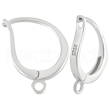Beebeecraft 2 Pairs Rhodium Plated 925 Sterling Silver Hoop Earring Findings STER-BBC0005-98-1