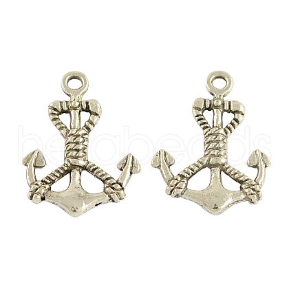 Tibetan Style Alloy Anchor Pendants TIBEP-S264-AS-FF-1