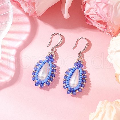 Acrylic Imitation Pearl & Seed Glass Dangle Earrings EJEW-MZ00390-02-1
