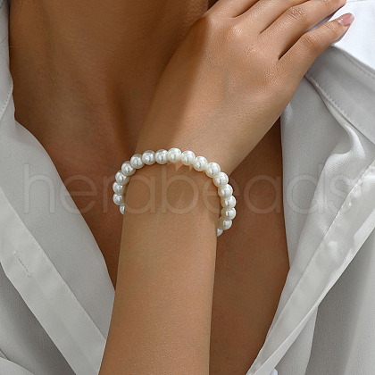 Elegant Adjustable Plastic Imitation Pearl Beaded Stretch Bracelets for Women DZ1384-1