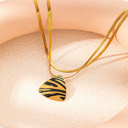 2Pcs Triangle Leopard Print 304 Stainless Steel Pendant Necklace FS-WGB4C4F-01-1