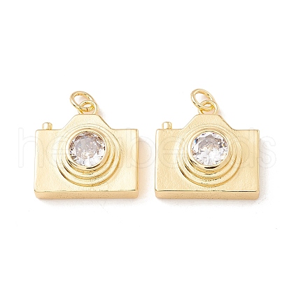 Brass Micro Pave Clear Cubic Zirconia Pendants X-ZIRC-P098-12G-1