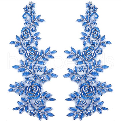 Polyester Metallic Embroidery Lace Appliques DIY-WH0401-94A-1